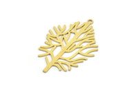 Pirinç Ağaç Tılsımı, 1 Halka, Kolye Ucu, Küpe Parçalarıyla Birlikte 8 Ham Pirinç Ağaç Şeklinde Tılsım (34x24x0,60 mm) A4186