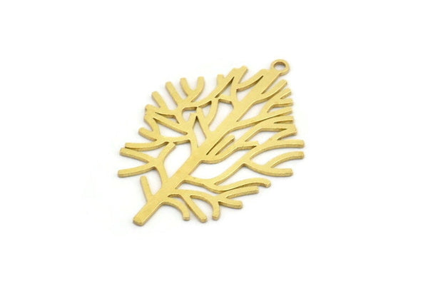 Pirinç Ağaç Tılsımı, 1 Halka, Kolye Ucu, Küpe Parçalarıyla Birlikte 8 Ham Pirinç Ağaç Şeklinde Tılsım (34x24x0,60 mm) A4186