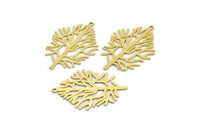 Pirinç Ağaç Tılsımı, 1 Halka, Kolye Ucu, Küpe Parçalarıyla Birlikte 8 Ham Pirinç Ağaç Şeklinde Tılsım (34x24x0,60 mm) A4186