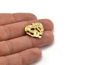 Brass Heart Charm, 12 Raw Brass Heart Charms With 1 Hole, Earrings, Findings (23x23x0.60mm) D0828