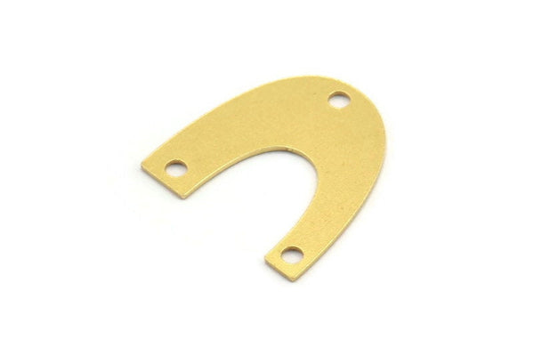 Brass Charm, 10 Raw Brass, Brass Pendants, Charm Pendants, U Shaped Charms, Brass Semi Circle Charms With 3 Holes (20x9x0.60mm) A4473