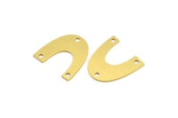 Brass Charm, 10 Raw Brass, Brass Pendants, Charm Pendants, U Shaped Charms, Brass Semi Circle Charms With 3 Holes (20x9x0.60mm) A4473