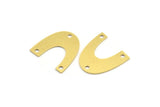 Brass Charm, 10 Raw Brass, Brass Pendants, Charm Pendants, U Shaped Charms, Brass Semi Circle Charms With 3 Holes (20x9x0.60mm) A4473
