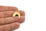 Brass Charm, 10 Raw Brass, Brass Pendants, Charm Pendants, U Shaped Charms, Brass Semi Circle Charms With 3 Holes (20x9x0.60mm) A4473