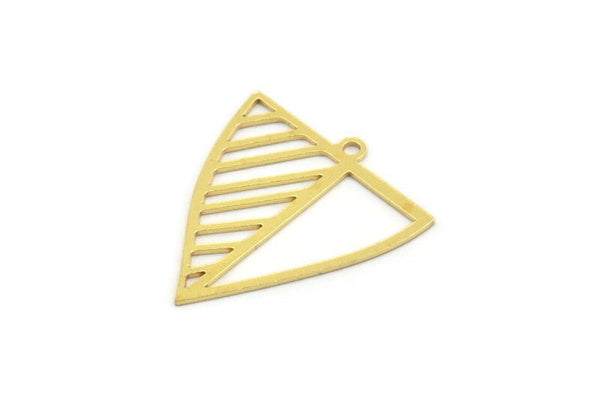 Brass Triangle Charm, 12 Raw Brass Triangle Shaped Charms With 1 Loop (26x23x0.60mm) A4496