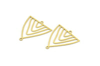 Brass Triangle Charm, 12 Raw Brass Triangle Shaped Charms With 2 Loops, Connector Findings (28x25x0.60mm) A4489