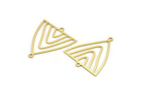 Brass Triangle Charm, 12 Raw Brass Triangle Shaped Charms With 2 Loops, Connector Findings (28x25x0.60mm) A4489