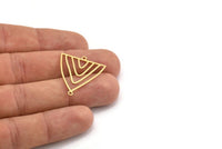 Brass Triangle Charm, 12 Raw Brass Triangle Shaped Charms With 2 Loops, Connector Findings (28x25x0.60mm) A4489