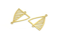 Pirinç Üçgen Charm, 2 Döngülü 24 Ham Pirinç Üçgen Şekilli Charm, Bağlantı Parçaları (24x19x0,60 mm) A4486