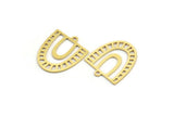 Brass D Shaped Charm, 12 Raw Brass D Shaped Charms With 1 Loop, Earrings, Findings (20x17x0.60mm) A4500