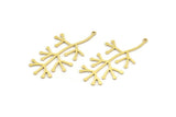 Brass Leaf Charm, 4 Raw Brass Branch Charms With 1 Loop, Charm Pendants (47x23x0.80mm) A4205