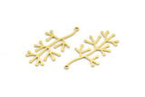 Brass Leaf Charm, 12 Raw Brass Branch Charms With 1 Loop, Charm Pendants (38x18x0.80mm) A4206