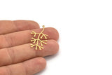 Brass Leaf Charm, 12 Raw Brass Branch Charms With 1 Loop, Charm Pendants (38x18x0.80mm) A4206