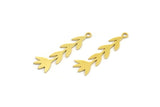 Brass Flower Charm, 24 Raw Brass Flower Charms With 1 Loop, Charm Pendants (27x8.5x0.60mm) A4210