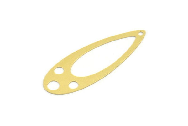 Brass Drop Charm, 12 Raw Brass Drop Charms With 1 Hole, Earrings, Findings (44x16x0.40mm) A4195