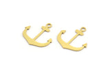 Brass Anchor Charm, 24 Raw Brass Anchor Shaped Charms With 1 Loop, Pendants, Earring Findings (18x17x0.60mm) A4207
