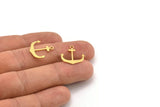 Brass Anchor Charm, 24 Raw Brass Anchor Shaped Charms With 1 Loop, Pendants, Earring Findings (18x17x0.60mm) A4207