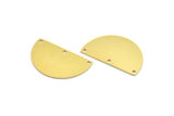 Brass Half Moon, 4 Raw Brass Semi Circle Charms With 3 Holes (33x20x0.80mm) A4202