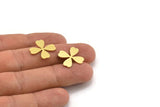 Brass Leaf Blank, 12 Raw Brass Clover Shaped Blanks  (19x16x0.80mm) A4208