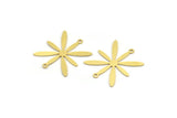 Brass Flower Charm, 12 Raw Brass Flower Charms With 2 Loops, Charm Pendants (26x23x0.60mm) A4242