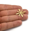 Brass Flower Charm, 12 Raw Brass Flower Charms With 2 Loops, Charm Pendants (26x23x0.60mm) A4242