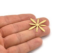 Brass Flower Charm, 8 Raw Brass Flower Charms With 2 Loops, Charm Pendants (30x27x0.60mm) A4243