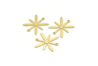 Brass Flower Charm, 12 Raw Brass Flower Charms With 2 Loops, Charm Pendants (22x19x0.60mm) A4244