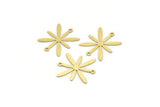 Brass Flower Charm, 12 Raw Brass Flower Charms With 2 Loops, Charm Pendants (22x19x0.60mm) A4244