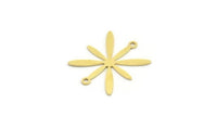 Brass Flower Charm, 12 Raw Brass Flower Charms With 2 Loops, Charm Pendants (22x19x0.60mm) A4244
