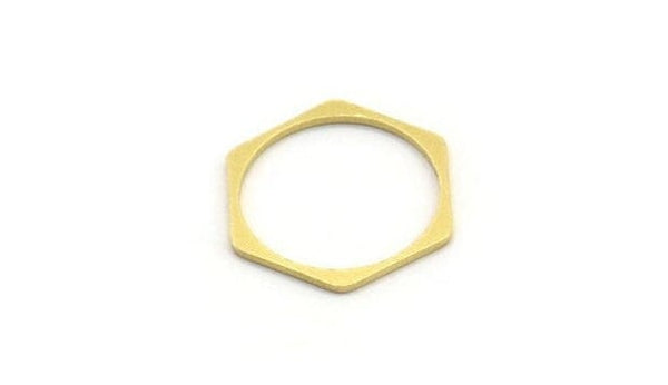 Brass Hexagon Charm, 24 Raw Brass Hexagon Shaped Rings, Connectors (21x19x1mm) A4248