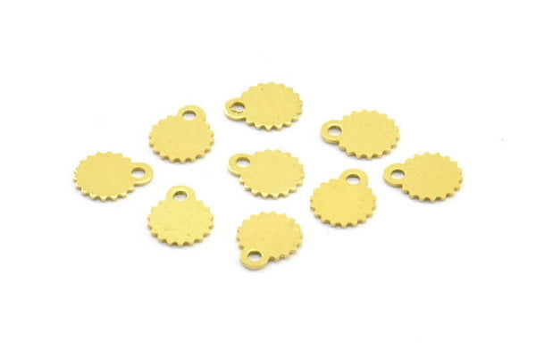 Brass Tiny Charm, 100 Raw Brass Charms With 1 Loop, Findings (7x6x0.40mm) L033