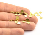 Brass Tiny Charm, 100 Raw Brass Charms With 1 Loop, Findings (7x6x0.40mm) L033