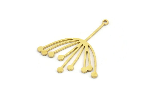 Brass Dandelion Charm, 12 Raw Brass Taraxacum Charms With 1 Loop (35x30x0.80mm) A4219