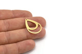 Brass Drop Charm, 10 Raw Brass Drop Charms With 1 Hole, Earrings, Findings (29x21x0.80mm) A4224