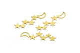 Brass Moon Charm, 24 Raw Brass Crescent Moon And Star Shaped Charms, Findings (34x11x0.60mm) A4234