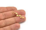 Brass Moon Charm, 24 Raw Brass Crescent Moon And Star Shaped Charms, Findings (34x11x0.60mm) A4234