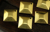 Brass Square Charm, 10 Raw Brass Square Pyramid Charms, Findings  (13mm) Brs 571 A0028