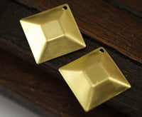 Brass Square Pyramid, 10 Raw Brass Square Pyramid Charms, Findings  (16mm) Brs 569 A0094