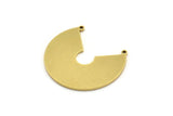 Brass Circle Pendant, 4 Raw Brass Circle Pendant With 2 Loops, Findings (27.5x31x1.2mm) E087