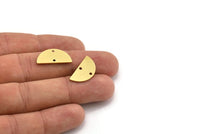 Semi Circle Pendant, 24 Raw Brass Semi Circle Blanks With 2 Holes (21x10x0.80mm) BS 1723