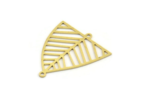 Pirinç Üçgen Charm, 2 Döngülü 12 Ham Pirinç Üçgen Şekilli Charm, Bağlantı Parçaları (30x27x0,60 mm) A4505