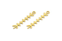 Brass Nordic Runes Charm, 50 Raw Brass Viking Symbol Rune Charms With 1 Loop, Viking Runes, Runic Alphabet (24x4.5x0.60mm) A4220