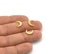 Brass Moon Blank, 50 Raw Brass Crescent Moon Shaped Blanks, Findings (11x3x1mm) A4235