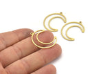 Brass Moon Charm, 12 Raw Brass Crescent Moon Charms With 1 Loop (28x7x1mm) A4256