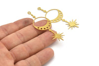 Brass Moon Charm, 8 Raw Brass North Star Charms With 1 Loop - Charm Pendants (61x22x0.60mm) A4255