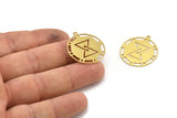 Brass Round Charm, 6 Raw Brass Round Charms With 1 Loop, Moon Phases Charms (28x25x0.60mm) A4258