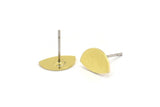 Brass Stud Earring, 10 Raw Brass Tiny D Shaped Stud Earrings (7x11x0.60mm) A4264