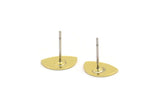 Brass Stud Earring, 10 Raw Brass Tiny D Shaped Stud Earrings (7x11x0.60mm) A4264