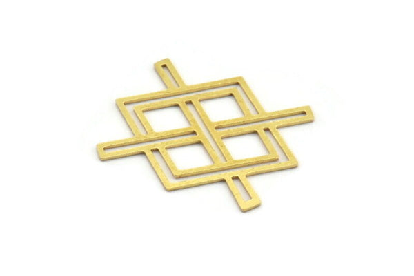 Brass Ethnic Charm, 10 Raw Brass Ethnic Motif Charms, Earring Charms (22x28x0.60mm) A4259