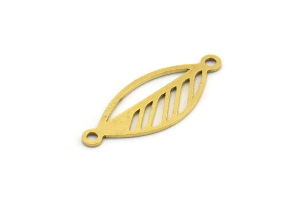 Pirinç Yaprak Charm, 2 Döngülü 24 Ham Pirinç Yaprak Bağlantı Parçası, Bulgular (22x9x0,60 mm) A4521